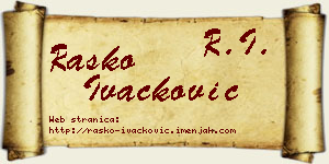 Raško Ivačković vizit kartica
